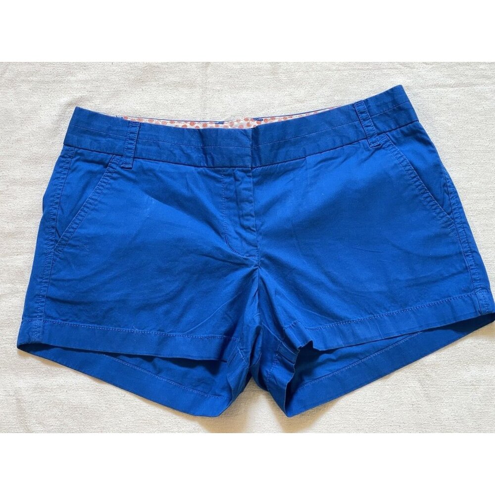 J. Crew Women's Chino Shorts Size 6 Royal Blue Flat Front 100% Cotton